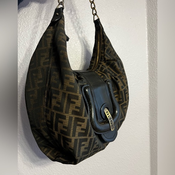 🖤 FENDI Zucca Borsa B Hobo Bag Made In ITALY Authentic! - Picture 6 of 16